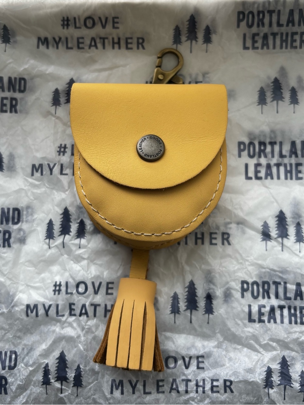 Portland Leather Yellow Mini Tassel Pouch